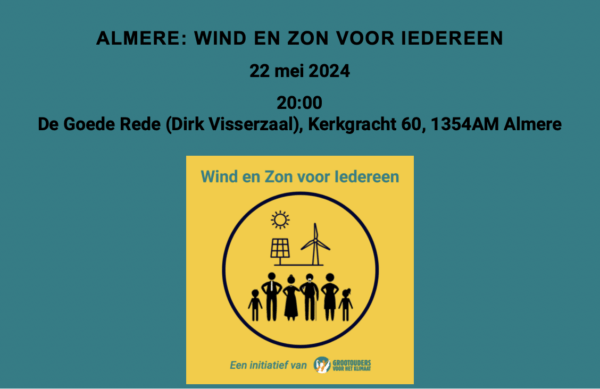 Aankondiging Almere Wind en Zon voor Iedereen