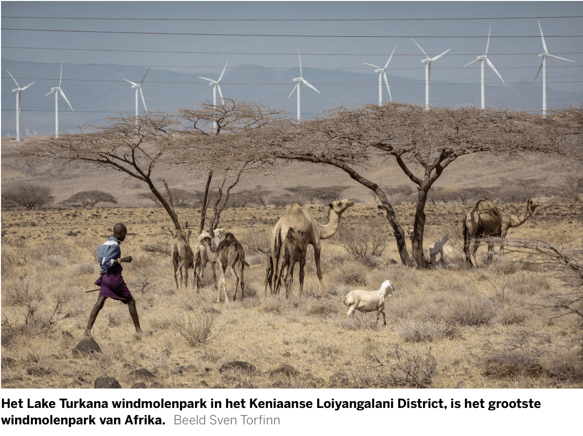 Het Lake Turkana windmolenpark in het Keniaanse Loiyangalani District, is het grootste windmolenpark van Afrika. Beeld Sven Torfinn